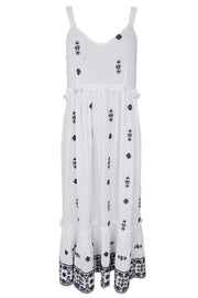 Bali Ornament Strap Dress | White | Kjole fra Black Colour