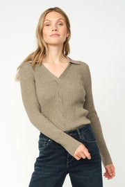 Relena Rib Polo Knit | Falcon | Strik fra Mos Mosh