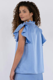 Stella Heavy Sateen Blouse | Dusty Blue | Bluse fra Neo Noir