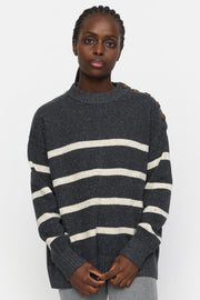 SREmerald Stripe Knit | Dark Grey Melange | Strik fra Soft Rebels