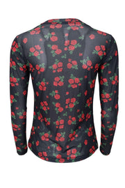 Annie Mesh Blouse | Red Flower | Bluse fra Black Colour