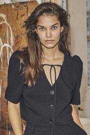 Vola Crop Tie SS Blazer 30193 | Black | Blazer fra Co'couture