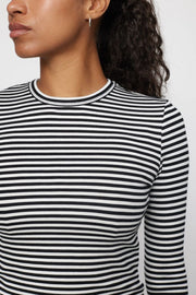 SRFenja Stripe O-neck Top SR124-303 | Black | T-shirt fra Soft Rebels