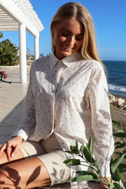 Sara Ls Shirt | Creme Pink Flower | Skjorte fra Liberté