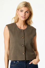 Birtha Waistcoat | Brown Melange | Waistcoat fra Neo Noir