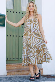 Luna Panel Strap Dress | Blue Zebra | Kjole fra Black Colour
