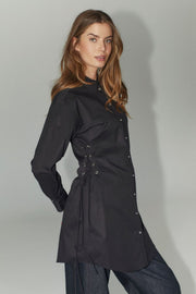 Poppy Eyelet Tie Shirt Dress 36525 | Black | Kjole fra Co'couture
