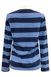 Polo Ls Shirt | Navy Blue Stripes |  fra Liberté