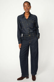 Natalie Denim Shirt | Dark Blue | Skjorte fra Mos Mosh