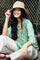 Luna Flared Sleeve Blouse | Floral Green Mix | Bluse fra Black Colour
