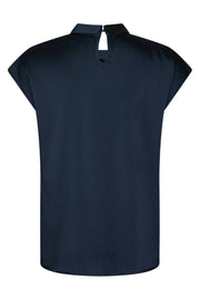 Fleur Drapy Satin Blouse | Navy | Bluse fra Neo Noir