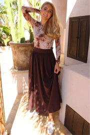 Frede Long Skirt | Dark Chocolate | Nederdel fra Liberté