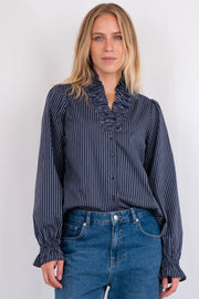 Brielle Multi Stripe Shirt 161395 | Dark Navy | Bluse fra Neo Noir