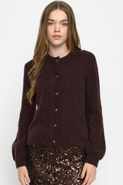 Allison O-Neck Cardigan Knit | Chocolate Plum Mel. | Cardigan fra Soft Rebels