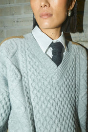 Beth Ottili V-neck Knit | Grey Melange | Strik fra Mos Mosh