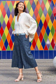 Box Culotte Pant | Navy Denim | Bukser fra Black Colour