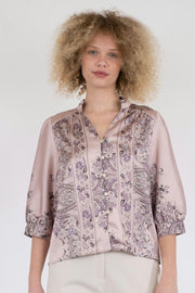 Roselle Paisley Border Blouse | Dusty Rose | Bluse fra Neo Noir