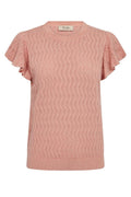 Ganna Pattern O-Neck Knit Top | Peachy | Strik fra Mos Mosh – nedsat