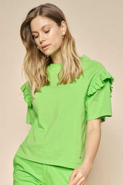 Nala Flounce Tee | Green Flash | T-shirt fra Mos Mosh