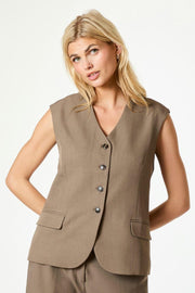 Gamina Structure Waistcoat | Khaki | Waistcoat fra Neo Noir