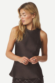 Celina Heavy Sateen Top | Dark Brown | Bluse fra Neo Noir