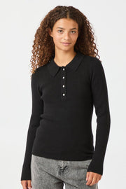 Panama Knit Blouse | Black | Bluse fra Neo Noir