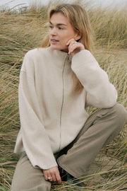 Asley Zip Knit Cardigan | Ivory | Strik fra Neo Noir