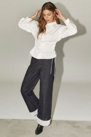 Poppy Eyelet Tie Shirt 35180 | White | Bluse fra Co'couture