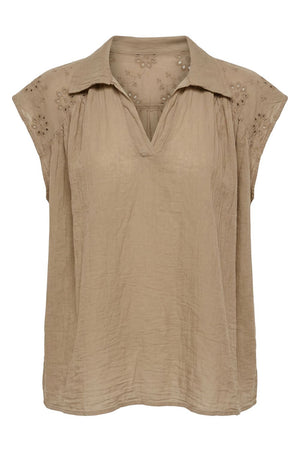 Broderie Anglaise Top | Camel | Skjorte fra Atelier C