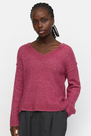 SRAllison V-Neck Knit | Rose Wine Melange | Strik fra Soft Rebels