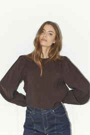Shina Pintuck Blouse 35921 | Dark Brown | Bluse fra Co'couture