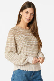 Dito Chevron Knit Blouse | Light Brown | Bluse fra Neo Noir