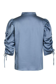 Alvira Drapy Satin Blouse | Dusty Blue | Bluse fra Neo Noir