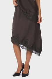 Fiora Lace Skirt | Dark Brown | Nederdel fra Neo Noir