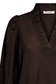 Shina V-Blouse 35922 | Dark Brown | Bluse fra Co'couture