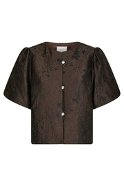 Aisa Brocade Blouse | Dark Brown | Bluse fra Neo Noir