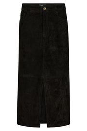 Mella Suede Skirt  | Black | Leather fra Mos Mosh