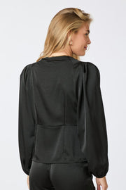 Istana Heavy Sateen Blouse | Black | Bluse fra Neo Noir