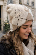 Chloe Check Beanie | Taupe