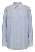 Elinda Stripe Lace Shirt | Brunnera Blue | Skjorte fra Mos Mosh – nedsat