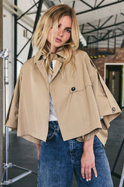 Francis Crop Cape Jacket 30272 | Khaki | Jakke fra Co'couture