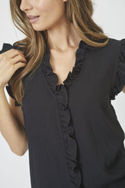 Sueda Frill Top | Black | Top fra Co'couture