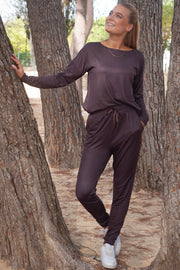 Alma Ls Top (Fleece) | Dark Chocolate | Bluse fra Liberté