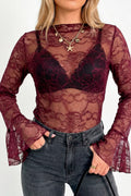 Flared Sleeve Mesh Top | Black | Blonde bluse fra Avery