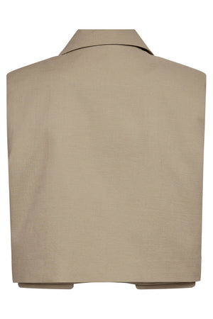 Leilacc Linen Crop Vest | Bisquit | Vest fra Co'Couture