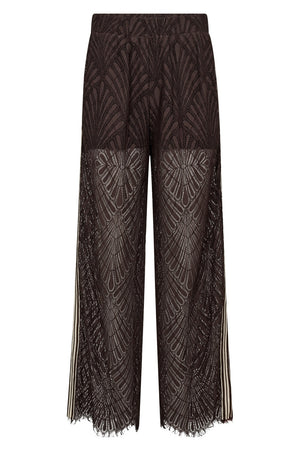 Leti Lace Panel Pant 41050 | Dark Brown | Bukser fra Co'couture