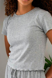 Lonnie Pointelle Top 162506 | Light Grey | Bluse fra Neo Noir