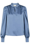 Rosslyn Heavy Sateen Blouse | Smoke Blue | Bluse fra Neo Noir