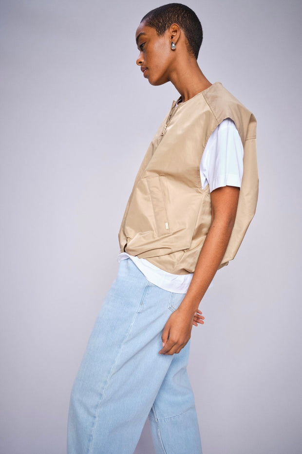 Kura Solid Waistcoat   | Sesame | Vest fra Mos Mosh