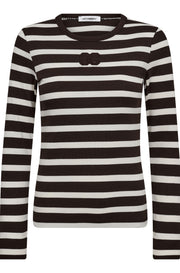 Granny Rib Emb LS Blouse 43007 | OffWhite/DarkBrown | T-Shirt fra Co'couture